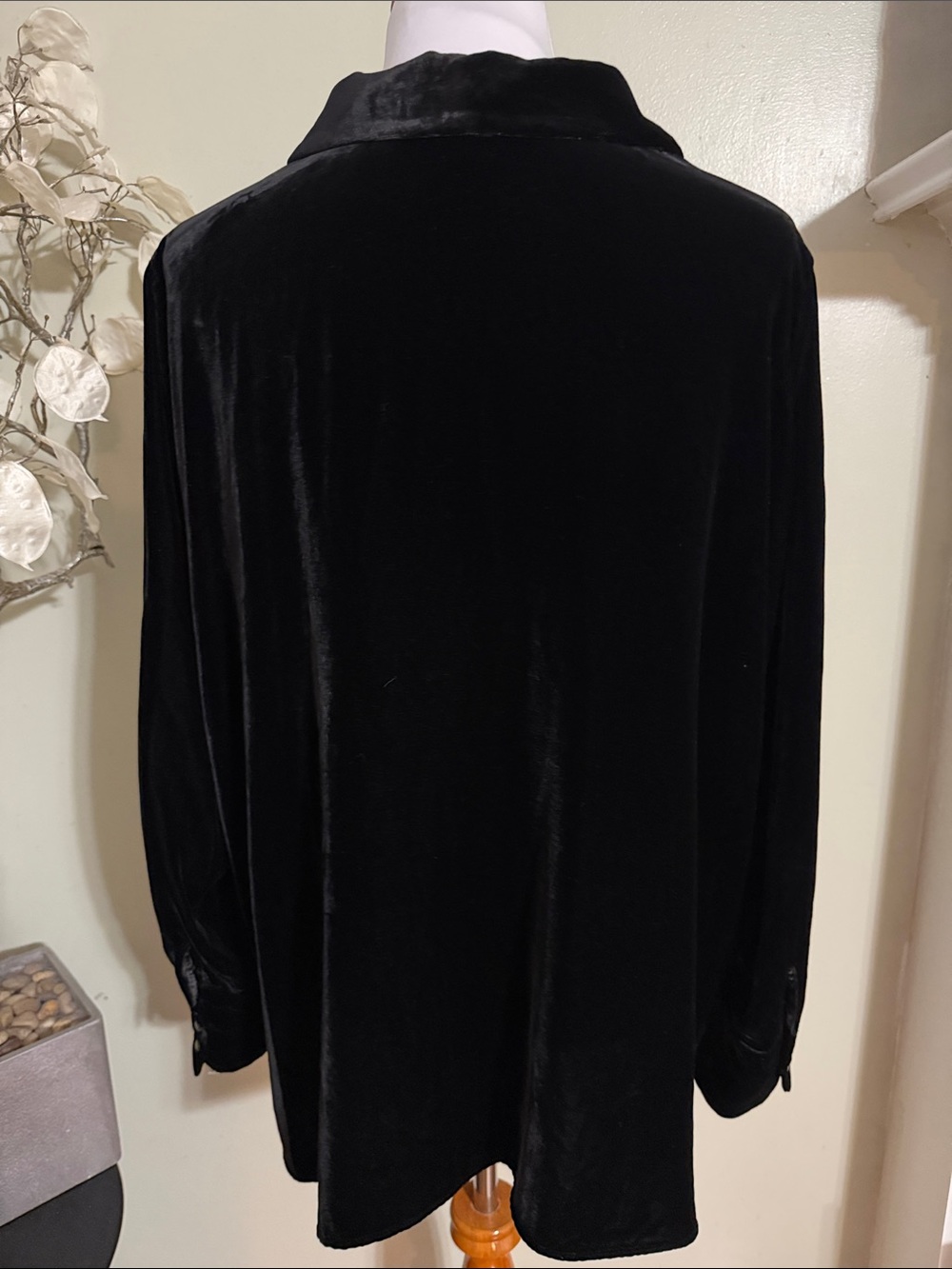 Ralph Lauren Black Velvet Button-Down Shirt Size 20W - Picture 4 of 6